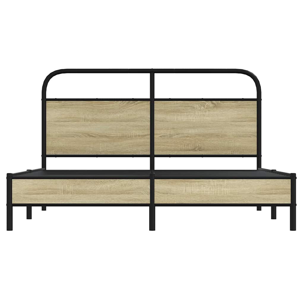 Bed Frame without Mattress 150x200 cm King Size Sonoma Oak Engineered Wood - Bargainia.com - 