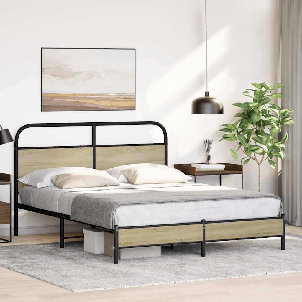 Bed Frame without Mattress 150x200 cm King Size Sonoma Oak Engineered Wood - Bargainia.com - 8721158565068 - 4100412