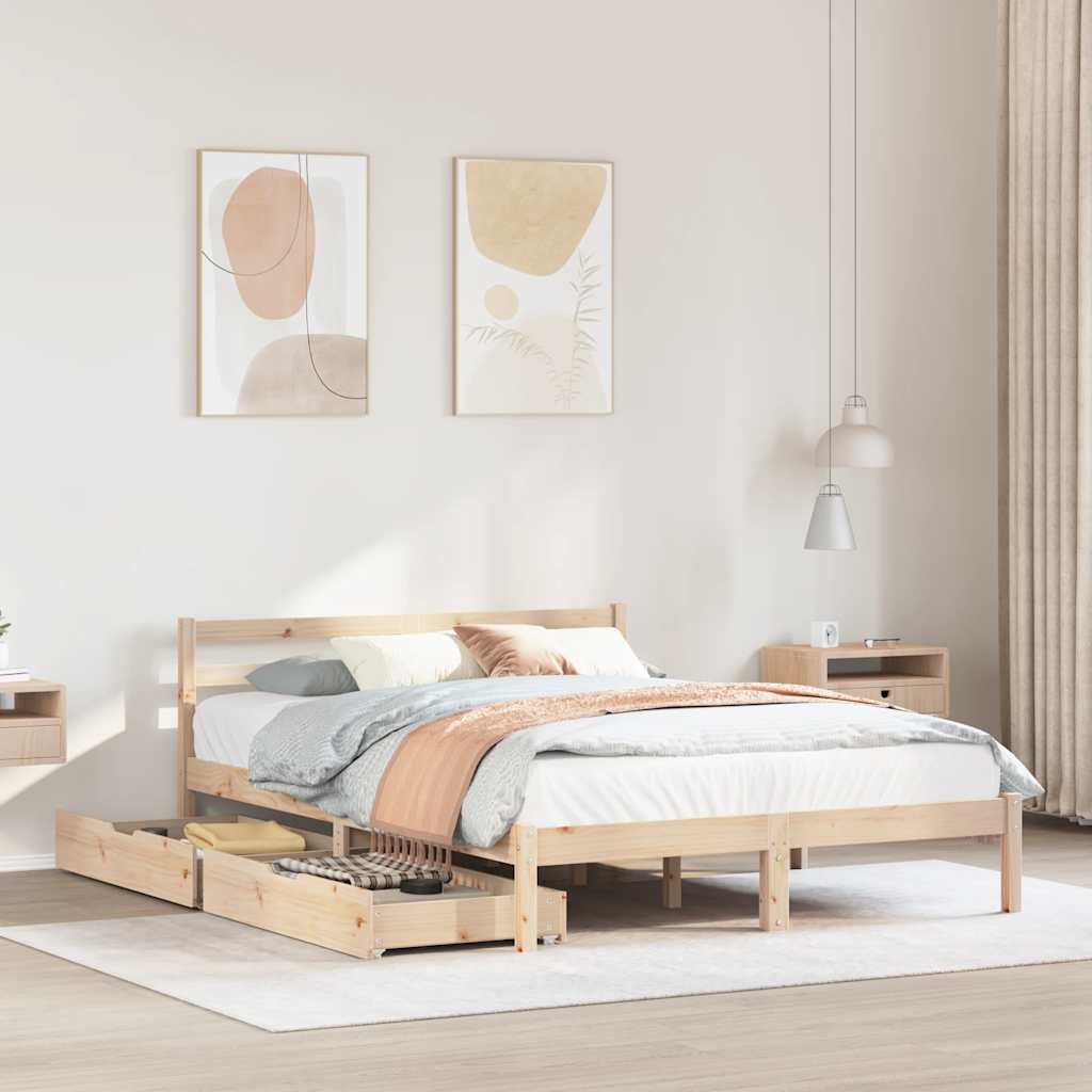 Bed Frame without Mattress 160x200 cm Solid Wood Pine - Bargainia.com - 8721102939334 - 3301544