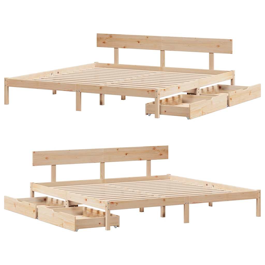 Bed Frame without Mattress 180x200 cm Super King Solid Wood Pine - Bargainia.com - 