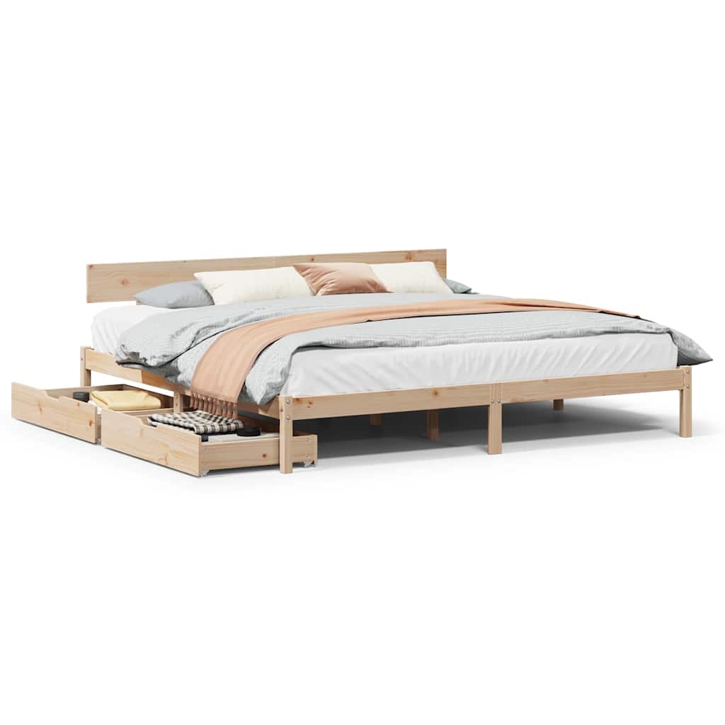 Bed Frame without Mattress 180x200 cm Super King Solid Wood Pine - Bargainia.com - 