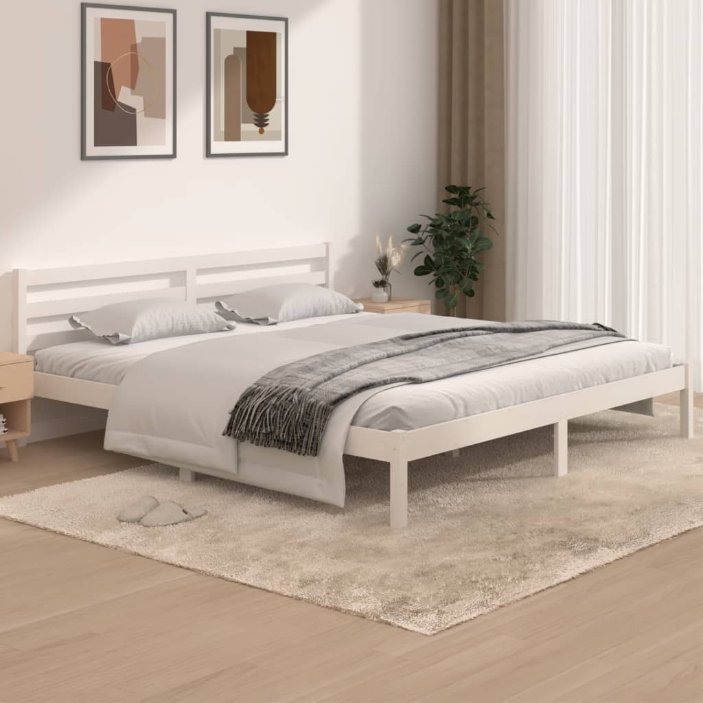 Bed Frame without Mattress 180x200cm White Super King Size - Bargainia.com - 8720286877746 - 810446