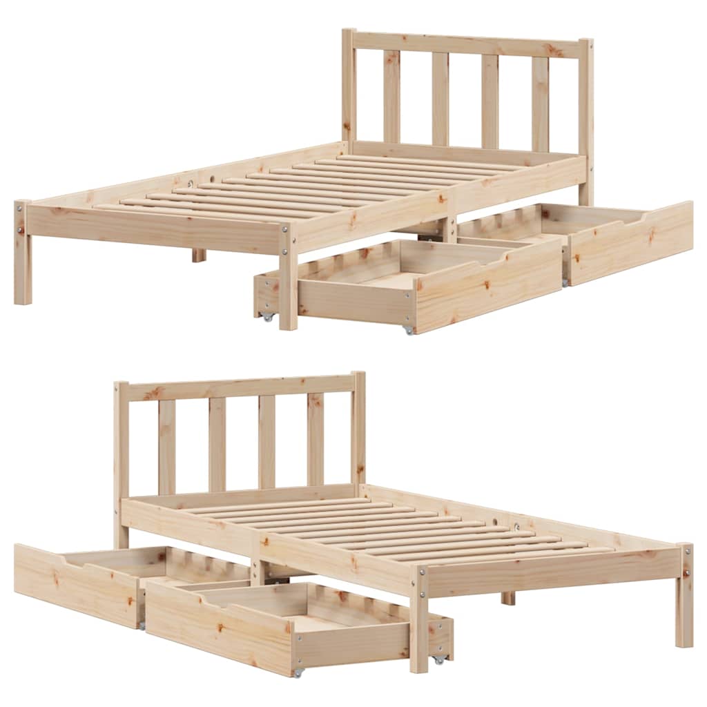 Bed Frame without Mattress 90x190 cm Single Solid Wood Pine - Bargainia.com - 8721102938504 - 3301461