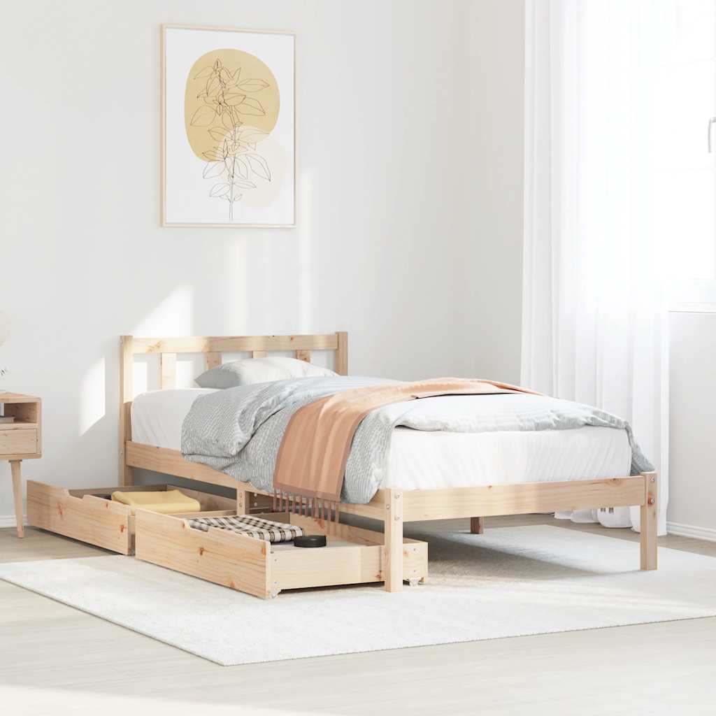 Bed Frame without Mattress 90x190 cm Single Solid Wood Pine - Bargainia.com - 8721102938504 - 3301461