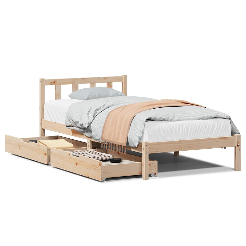 Bed Frame without Mattress 90x190 cm Single Solid Wood Pine - Bargainia.com - 8721102938504 - 3301461