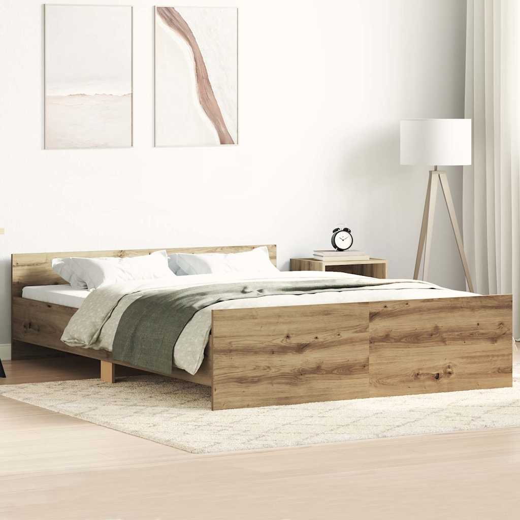 Bed Frame without Mattress Artisan Oak 120x190cm Engineered Wood - Bargainia.com - 