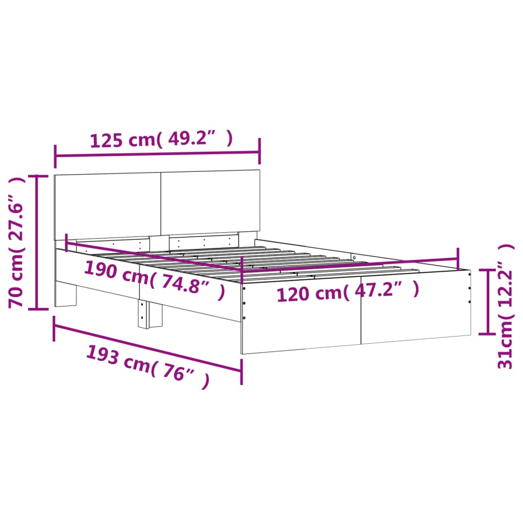 Bed Frame without Mattress Black 120x190 cm Small Double - Bargainia.com - 