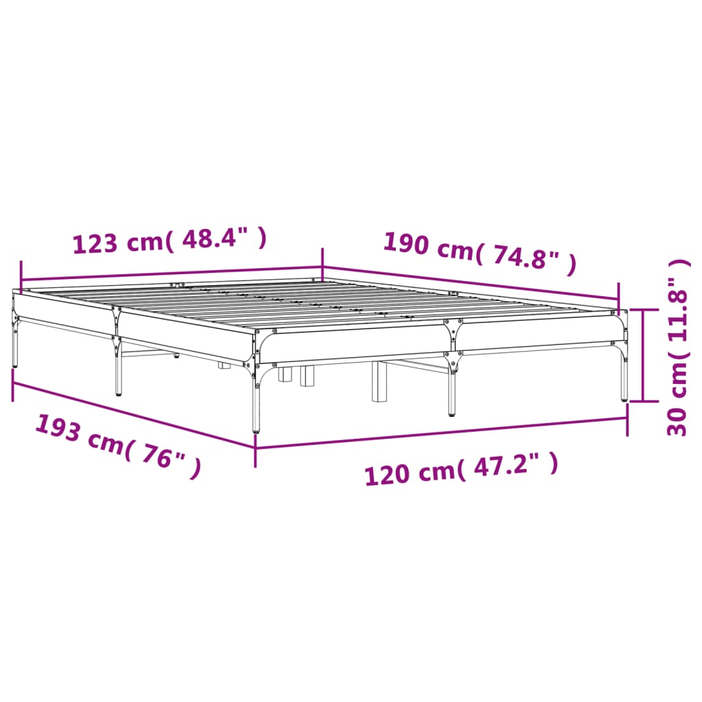 Bed Frame without Mattress Black 120x190 cm Small Double - Bargainia.com - 