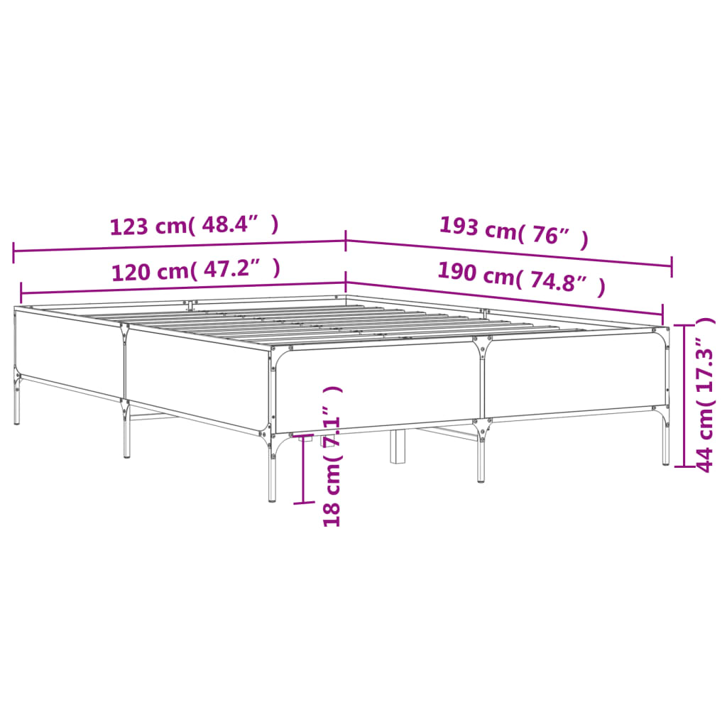 Bed Frame without Mattress Black 120x190 cm Small Double - Bargainia.com - 