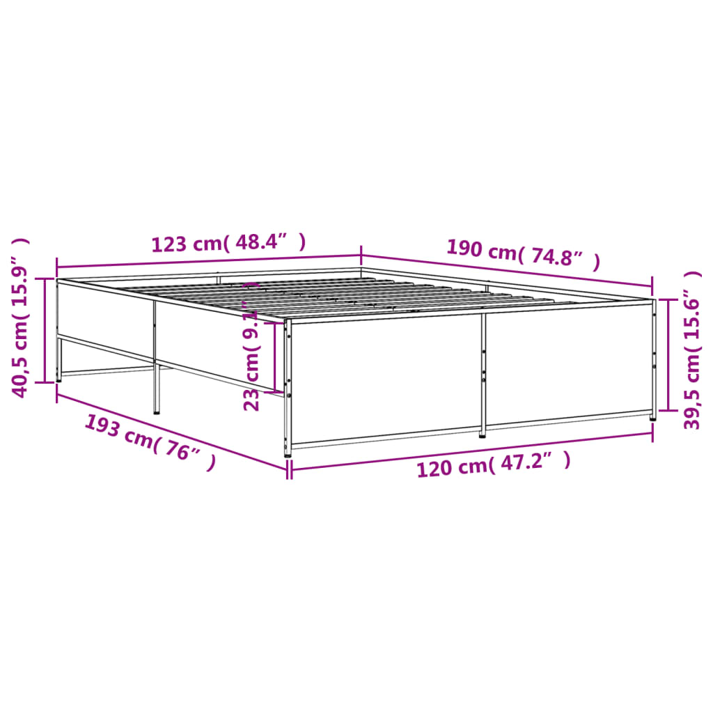 Bed Frame without Mattress Black 120x190 cm Small Double - Bargainia.com - 