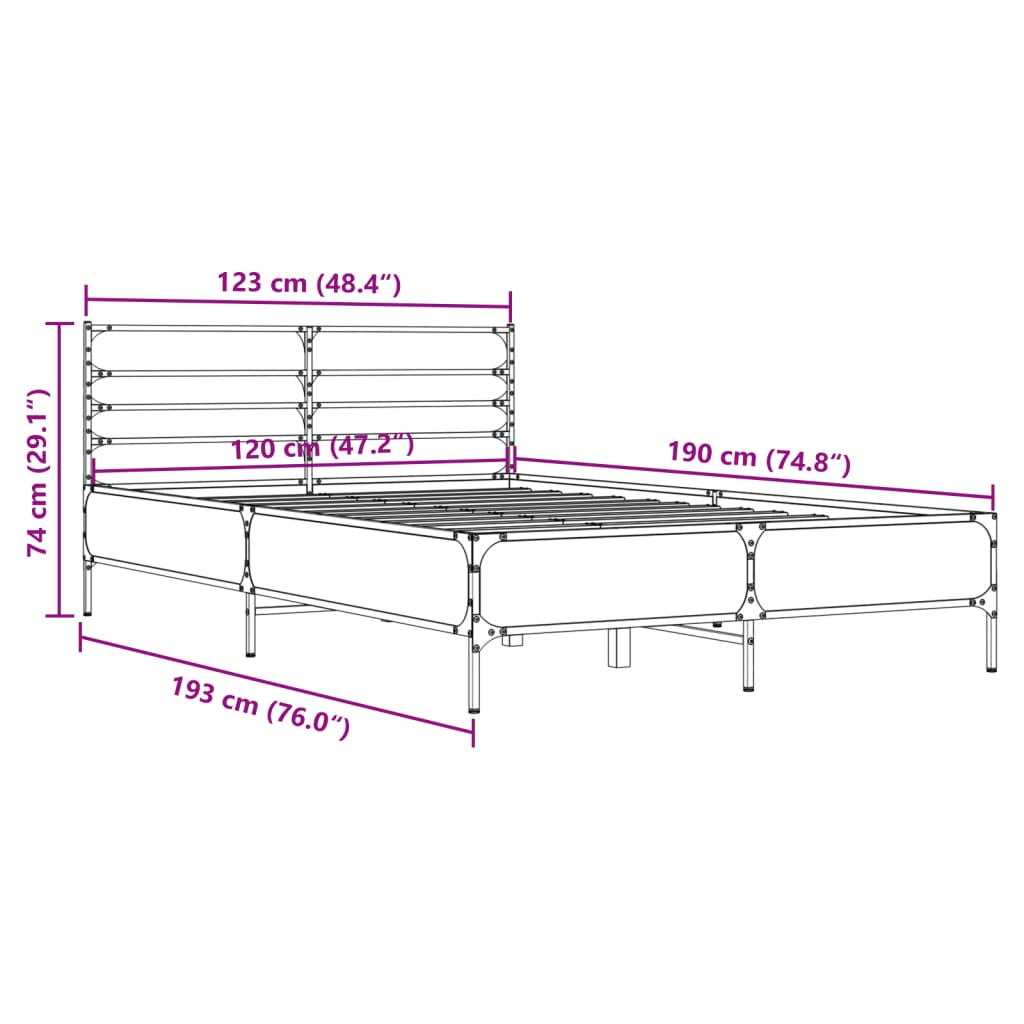 Bed Frame without Mattress Black 120x190 cm Small Double - Bargainia.com - 