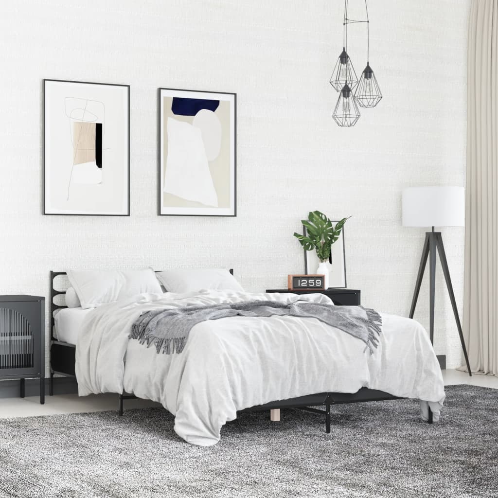 Bed Frame without Mattress Black 120x190 cm Small Double - Bargainia.com - 