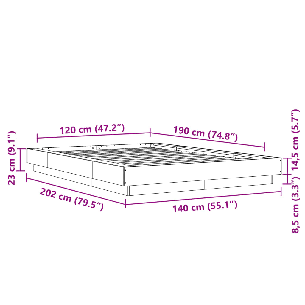 Bed Frame without Mattress Black 120x190 cm Small Double - Bargainia.com - 