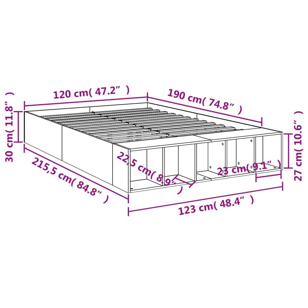 Bed Frame without Mattress Black 120x190 cm Small Double - Bargainia.com - 