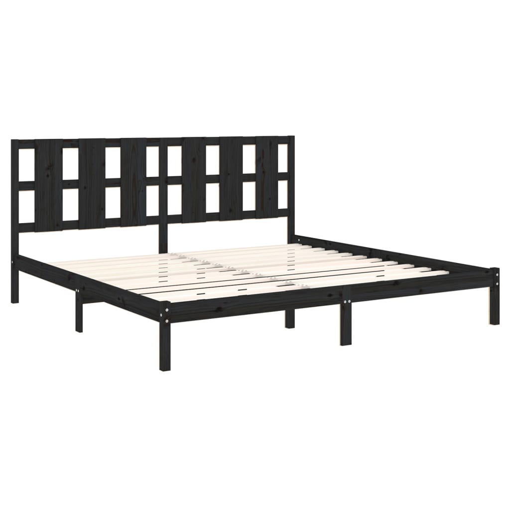 Bed Frame without Mattress Black 200x200 cm Solid Wood Pine - Bargainia.com - 
