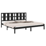 Bed Frame without Mattress Black 200x200 cm Solid Wood Pine - Bargainia.com - 