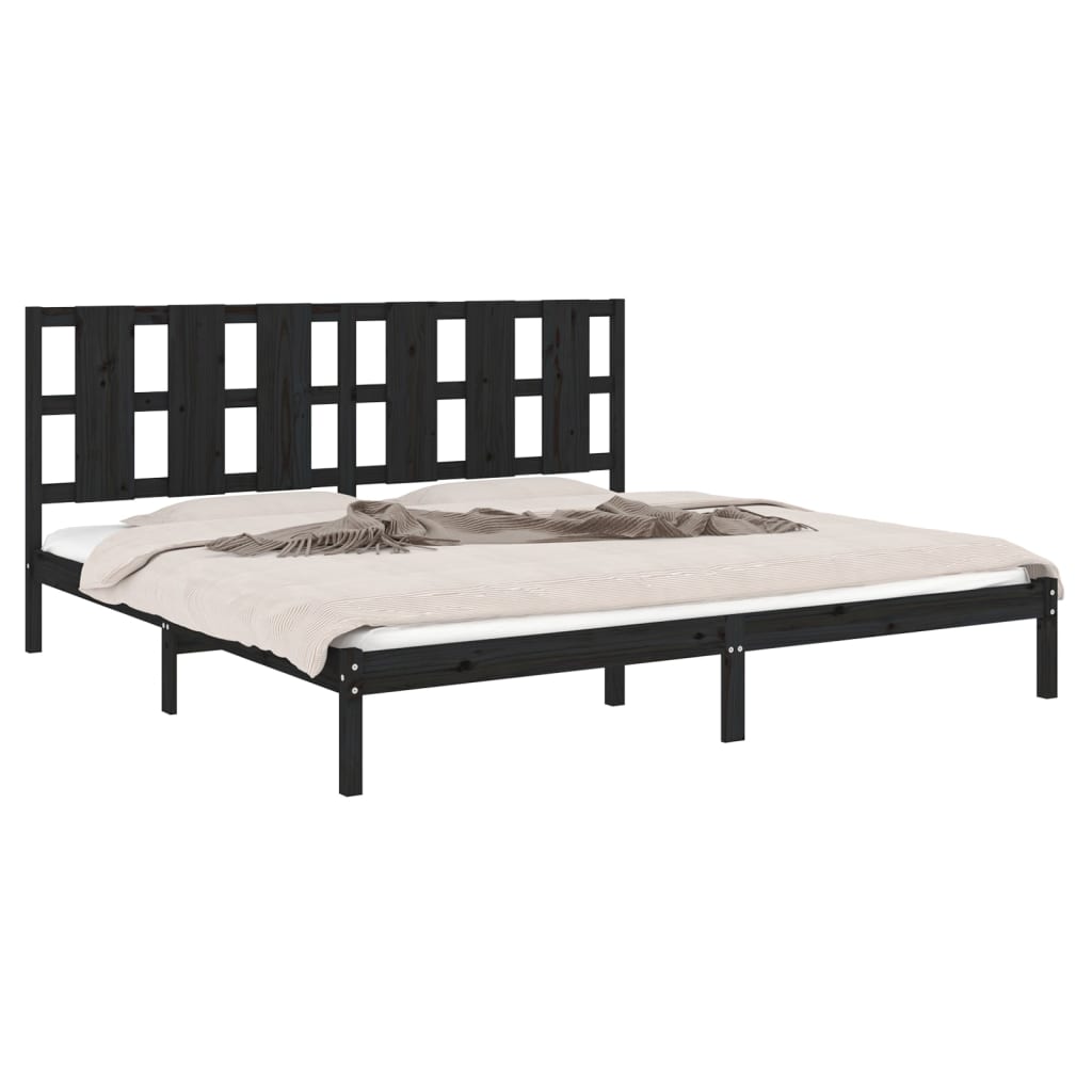 Bed Frame without Mattress Black 200x200 cm Solid Wood Pine - Bargainia.com - 