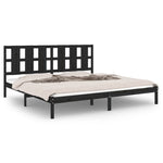 Bed Frame without Mattress Black 200x200 cm Solid Wood Pine - Bargainia.com - 