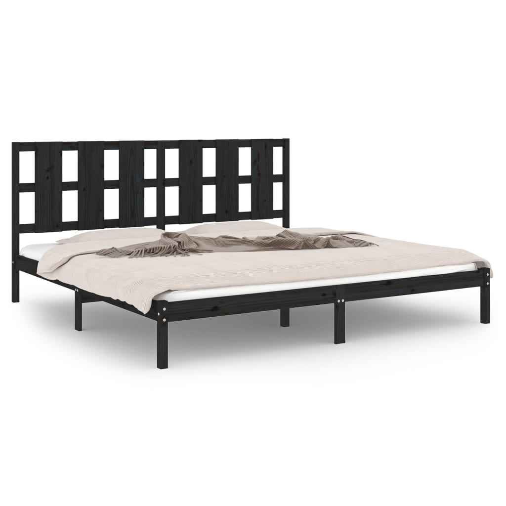 Bed Frame without Mattress Black 200x200 cm Solid Wood Pine - Bargainia.com - 