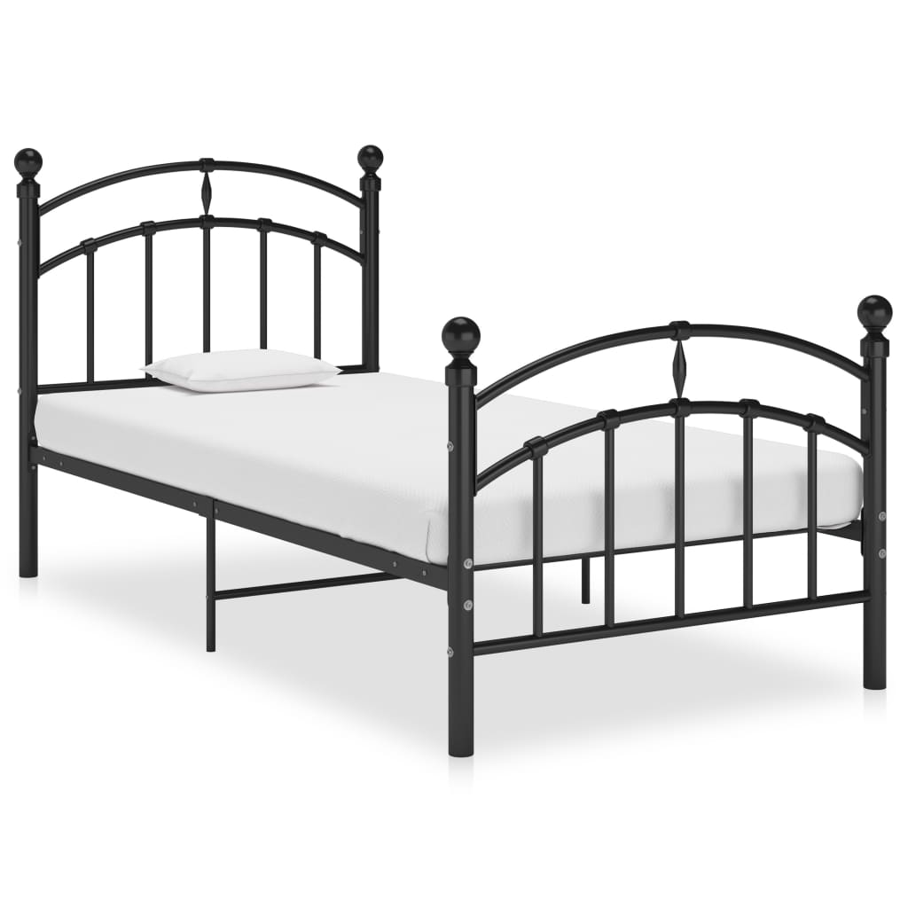 Bed Frame without Mattress Black Metal 100x200 cm - Bargainia.com - 