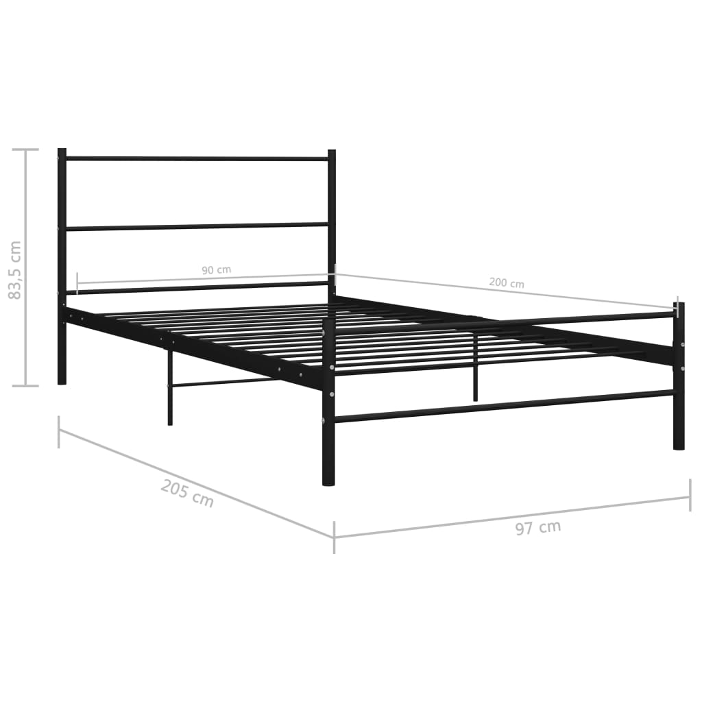 Bed Frame without Mattress Black Metal 90x200 cm - Bargainia.com - 8719883756417 - 286496
