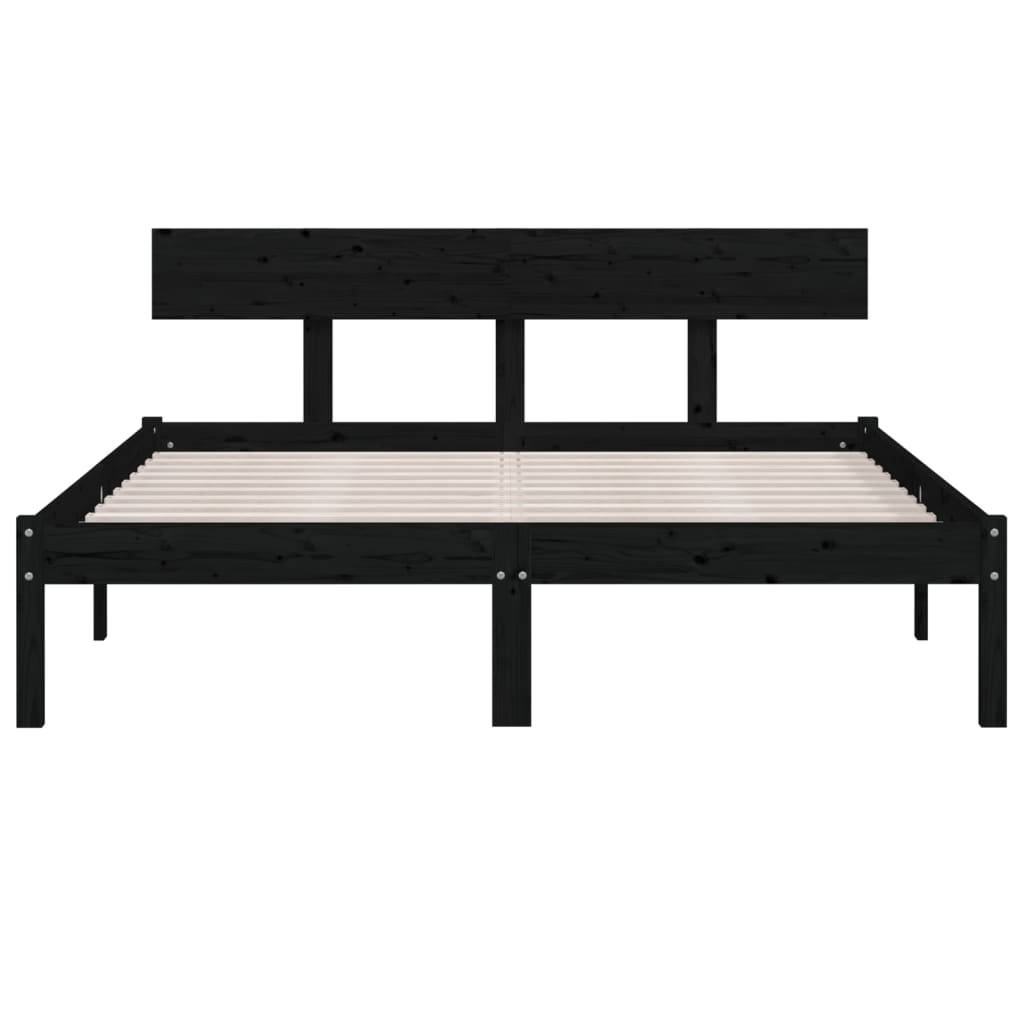 Bed Frame without Mattress Black Solid Wood 140x190 cm - Bargainia.com - 