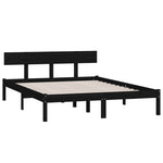 Bed Frame without Mattress Black Solid Wood 140x190 cm - Bargainia.com - 