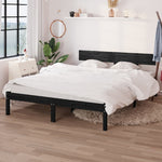 Bed Frame without Mattress Black Solid Wood 140x190 cm - Bargainia.com - 