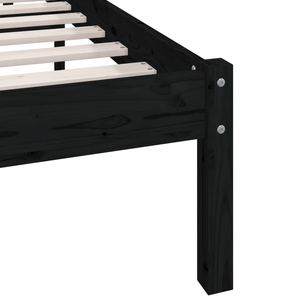 Bed Frame without Mattress Black Solid Wood 140x190 cm - Bargainia.com - 