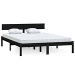 Bed Frame without Mattress Black Solid Wood Small Double - Bargainia.com - 
