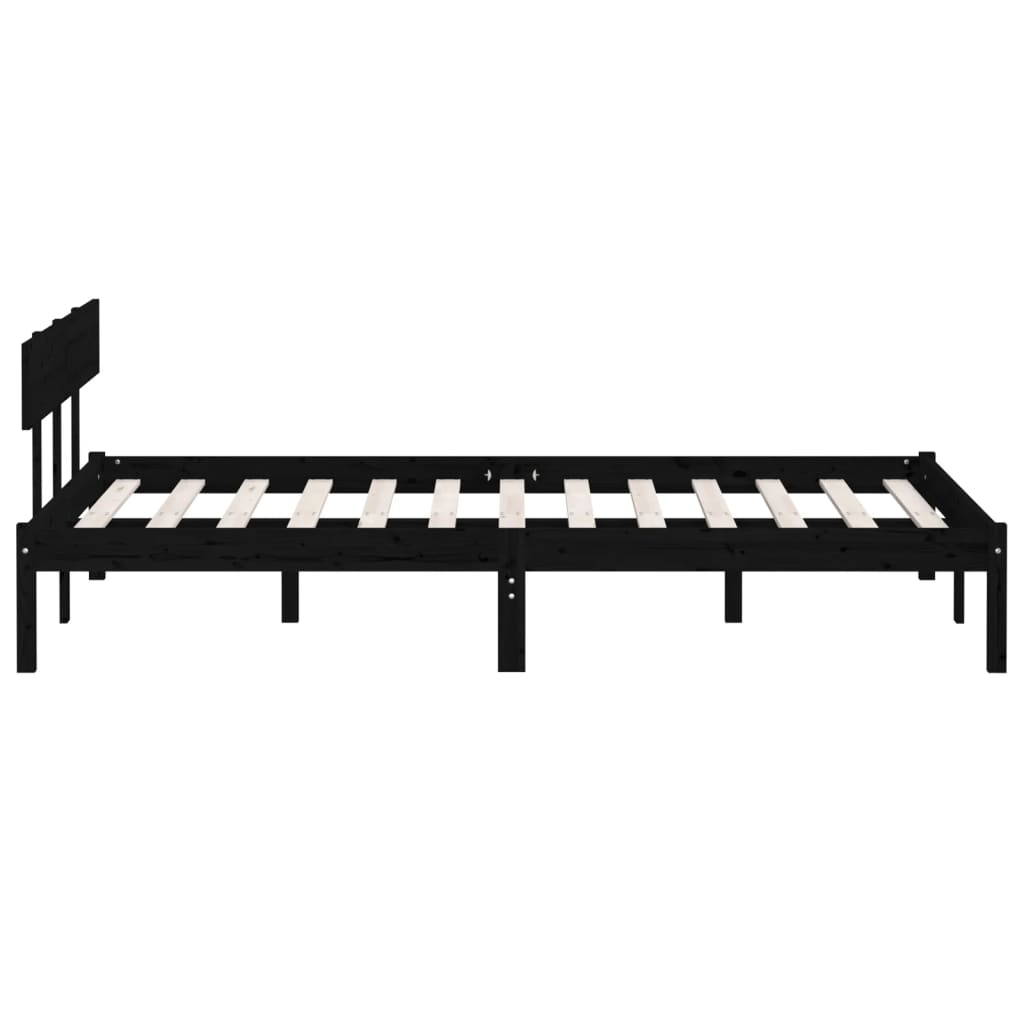 Bed Frame without Mattress Black Solid Wood Small Double - Bargainia.com - 