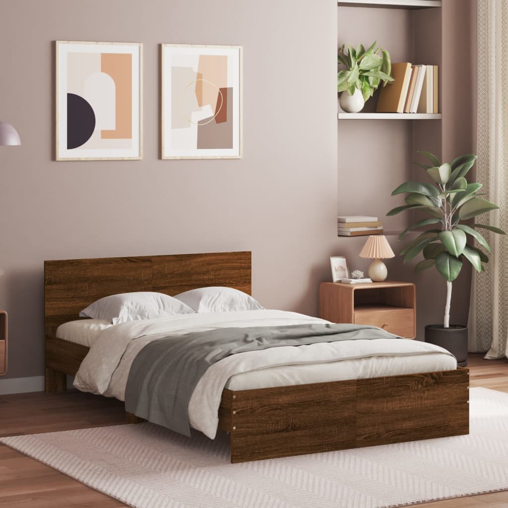 Bed Frame without Mattress Brown Oak 120x190 cm Small Double - Bargainia.com - 