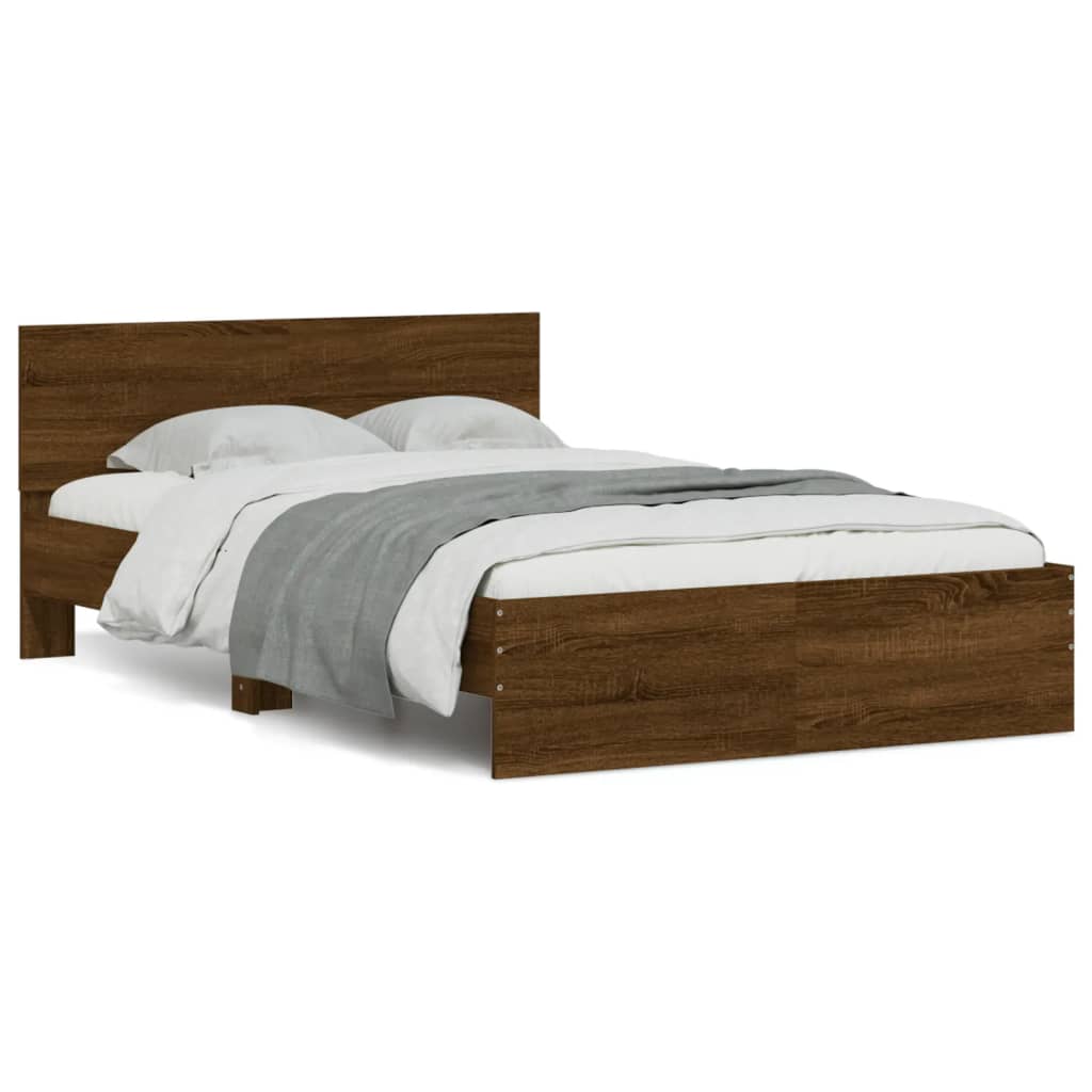Bed Frame without Mattress Brown Oak 120x190 cm Small Double - Bargainia.com - 