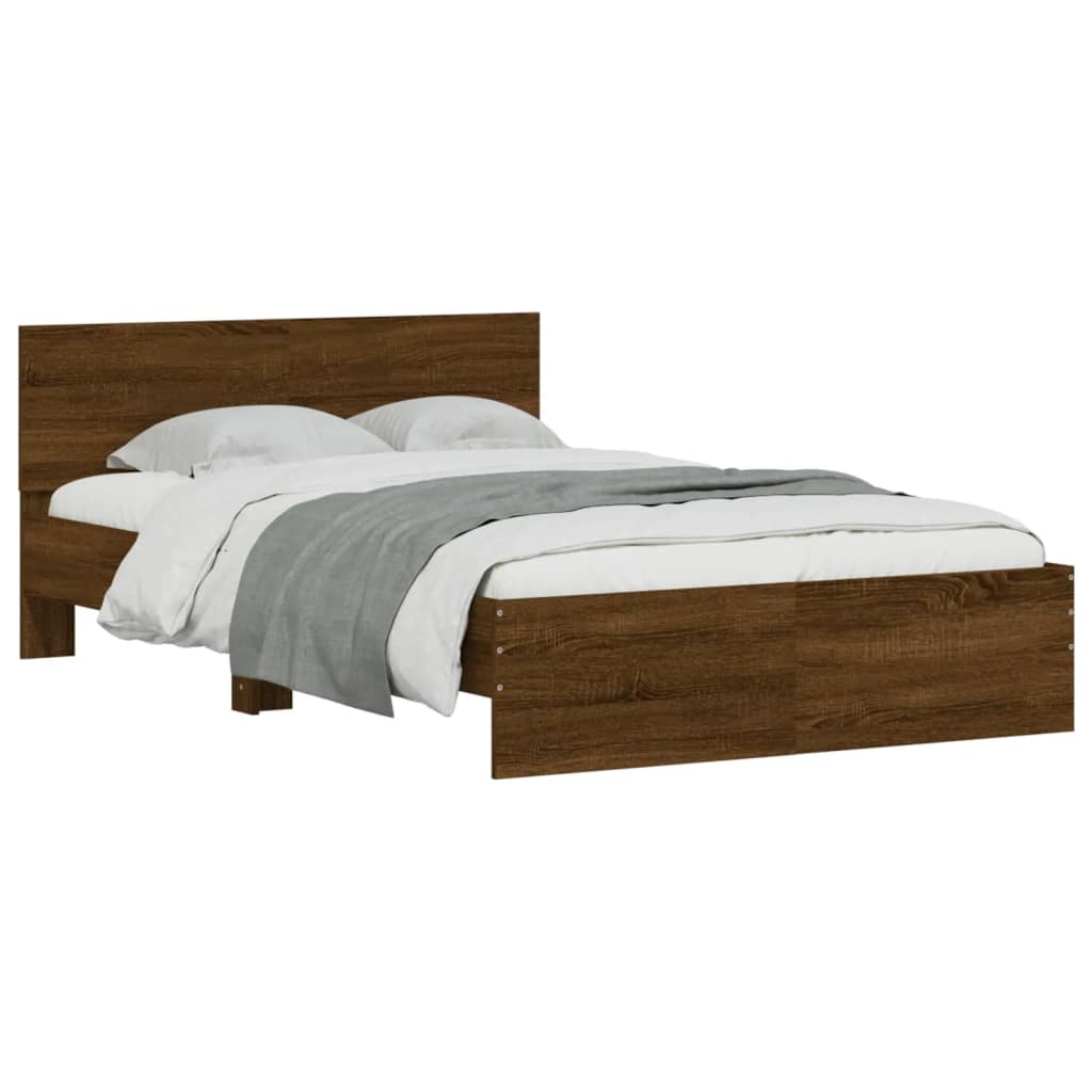 Bed Frame without Mattress Brown Oak 120x190 cm Small Double - Bargainia.com - 