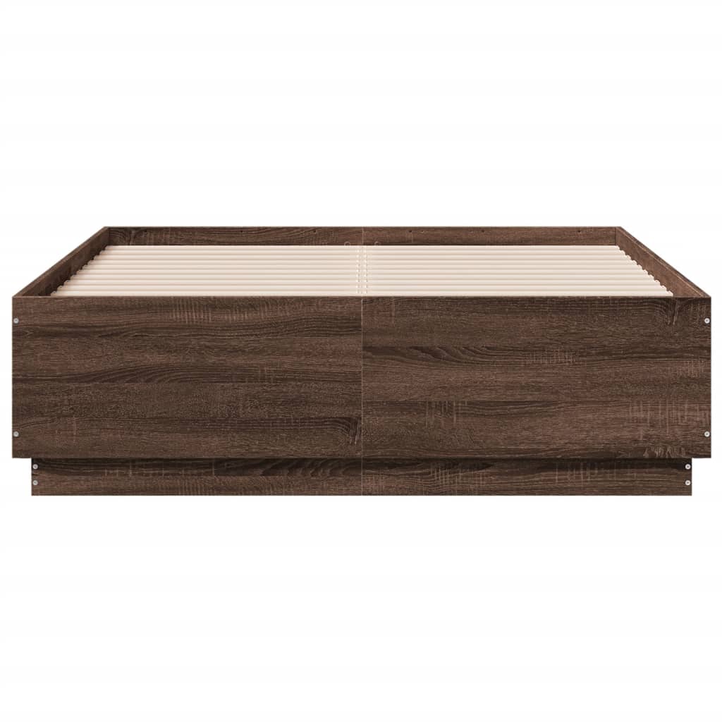 Bed Frame without Mattress Brown Oak 140x190 cm - Bargainia.com - 