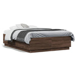 Bed Frame without Mattress Brown Oak 140x190 cm - Bargainia.com - 