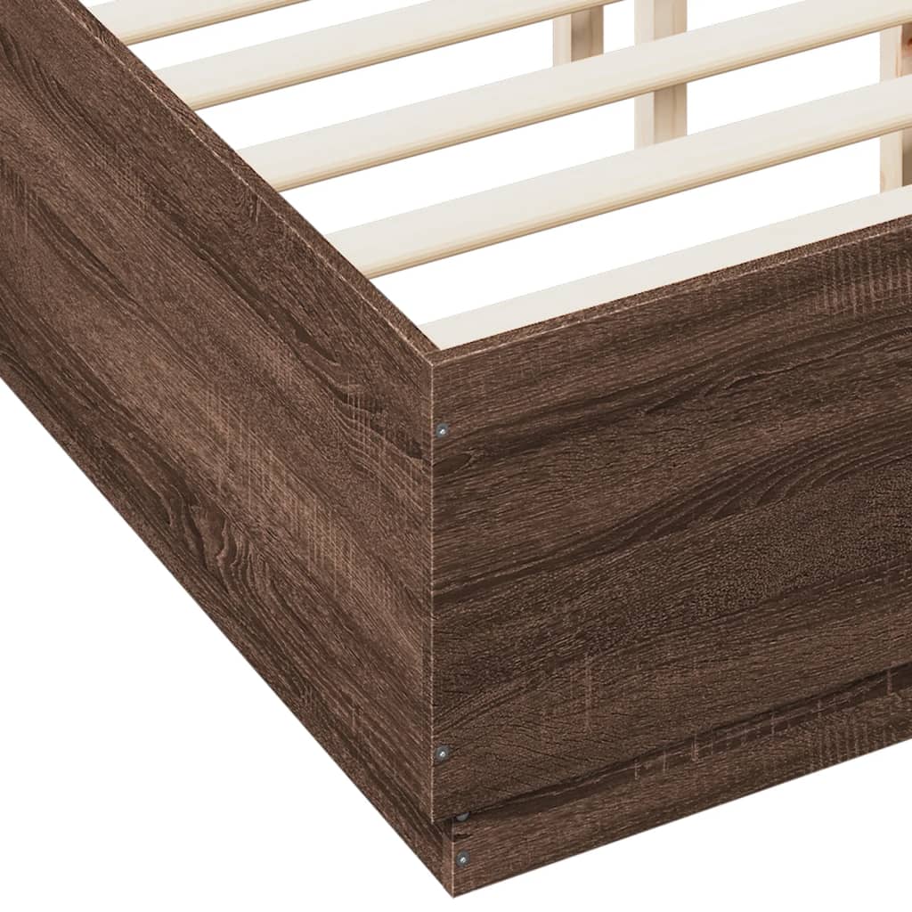 Bed Frame without Mattress Brown Oak 140x190 cm - Bargainia.com - 