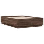 Bed Frame without Mattress Brown Oak 140x190 cm - Bargainia.com - 