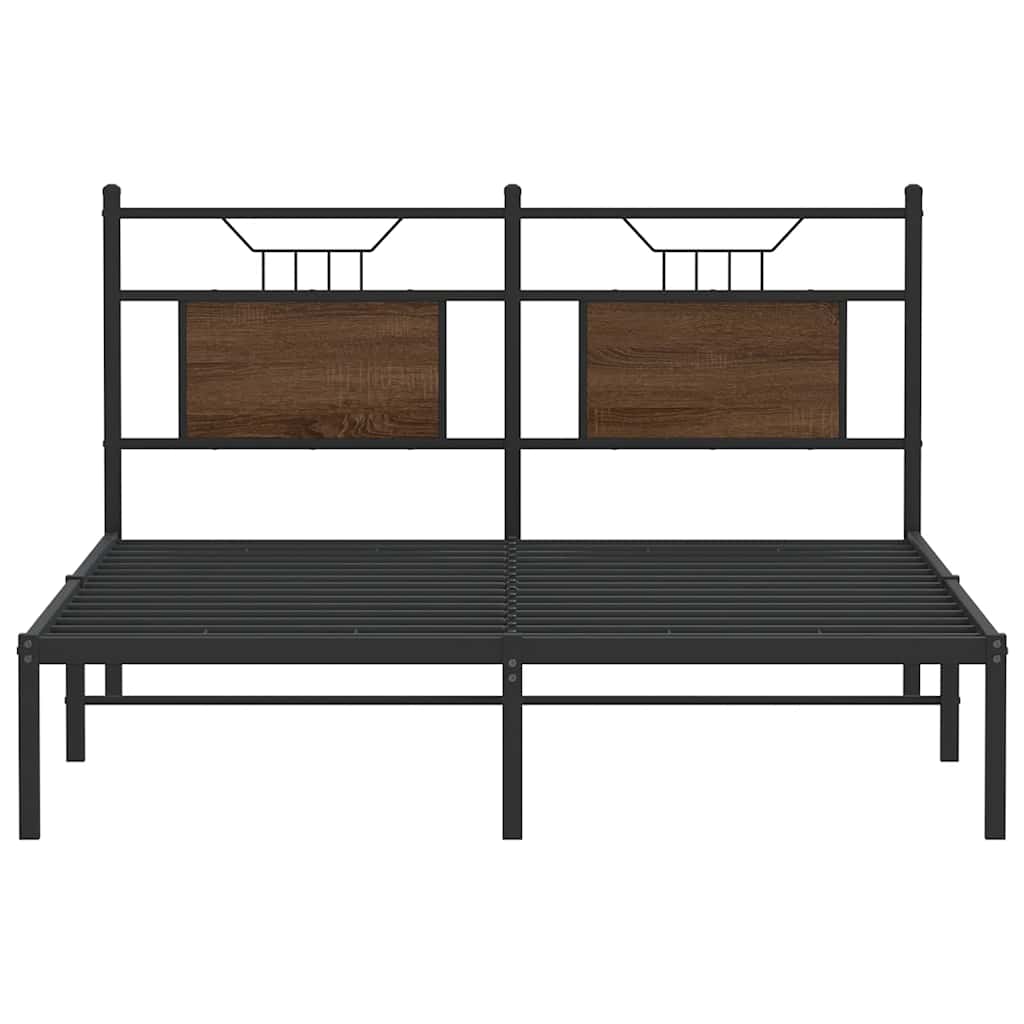 Bed Frame without Mattress Brown Oak 140x190 cm Engineered Wood - Bargainia.com - 