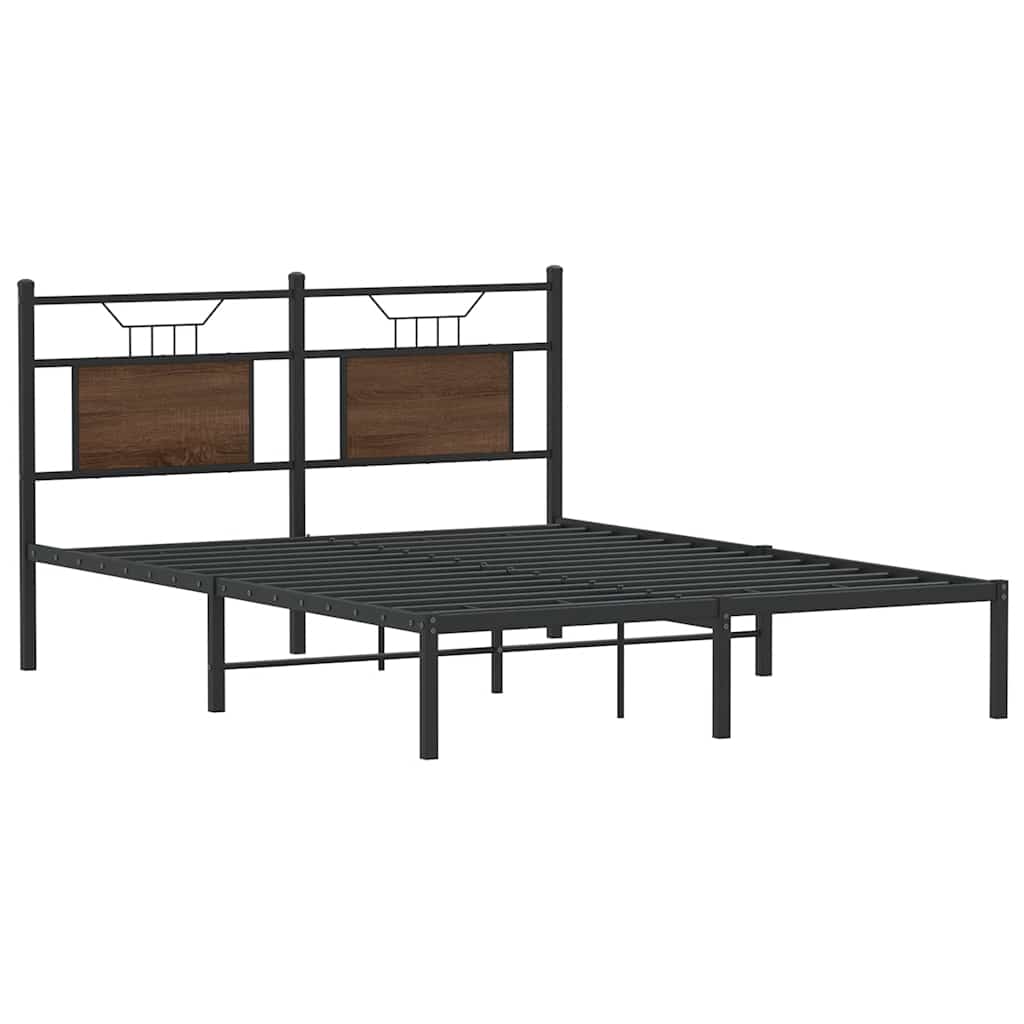 Bed Frame without Mattress Brown Oak 140x190 cm Engineered Wood - Bargainia.com - 