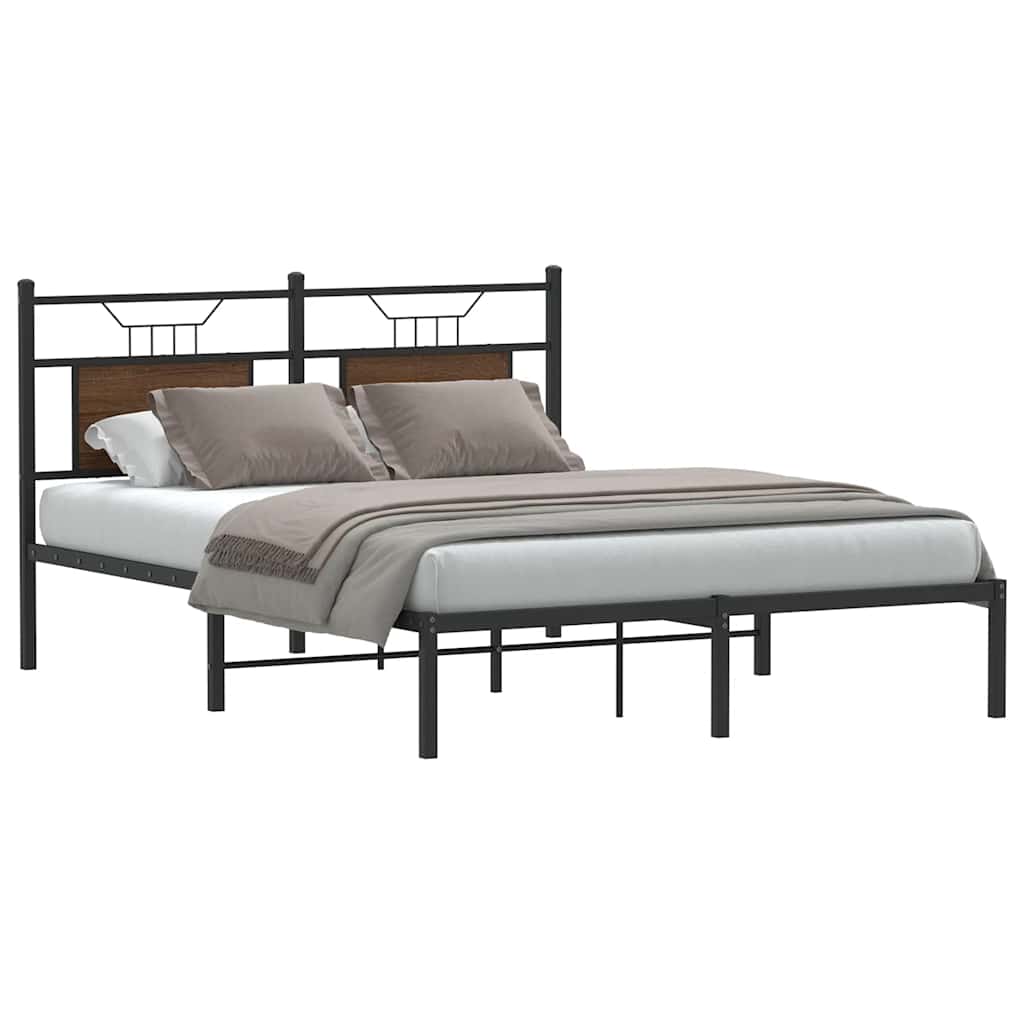 Bed Frame without Mattress Brown Oak 140x190 cm Engineered Wood - Bargainia.com - 