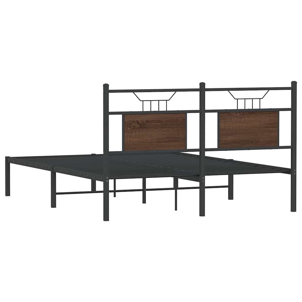 Bed Frame without Mattress Brown Oak 140x190 cm Engineered Wood - Bargainia.com - 