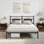 Bed Frame without Mattress Brown Oak 140x190 cm Engineered Wood - Bargainia.com - 