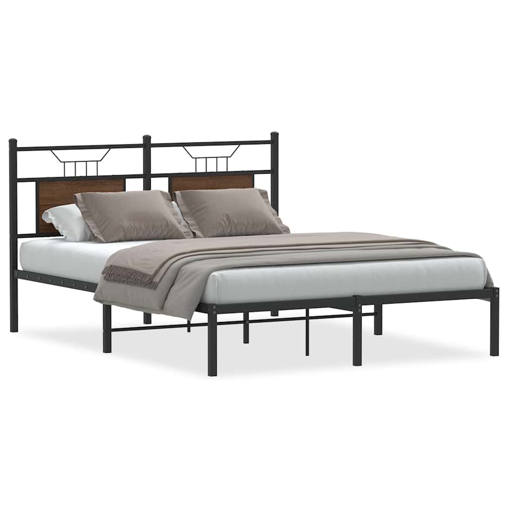 Bed Frame without Mattress Brown Oak 140x190 cm Engineered Wood - Bargainia.com - 