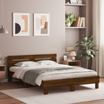 Bed Frame without Mattress Brown Oak 140x200 cm - Bargainia.com - 