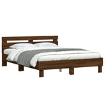 Bed Frame without Mattress Brown Oak 140x200 cm - Bargainia.com - 