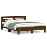 Bed Frame without Mattress Brown Oak 140x200 cm - Bargainia.com - 