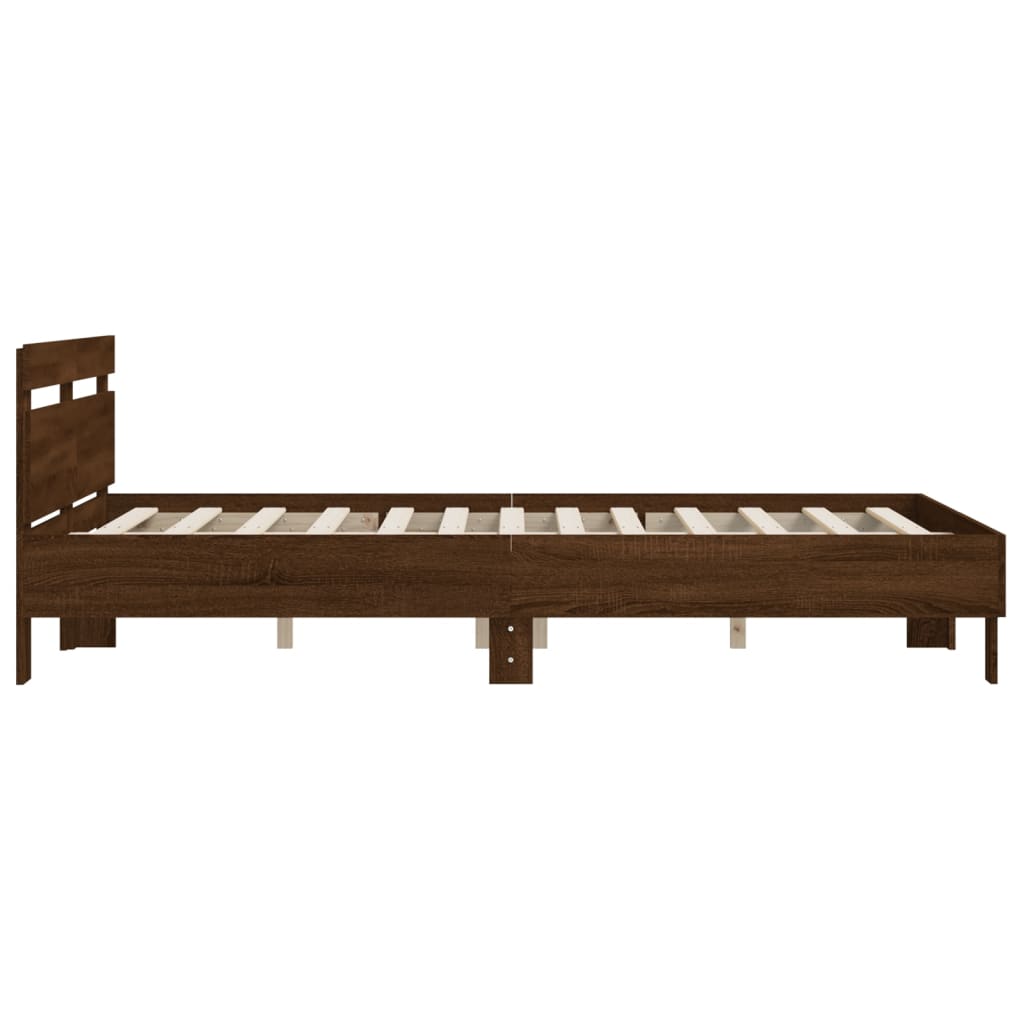 Bed Frame without Mattress Brown Oak 140x200 cm - Bargainia.com - 