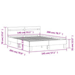 Bed Frame without Mattress Brown Oak 140x200 cm - Bargainia.com - 