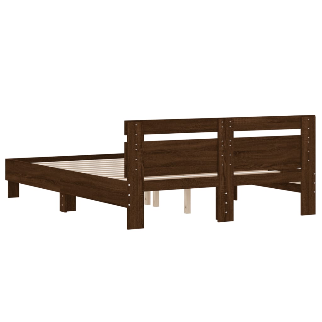 Bed Frame without Mattress Brown Oak 140x200 cm - Bargainia.com - 